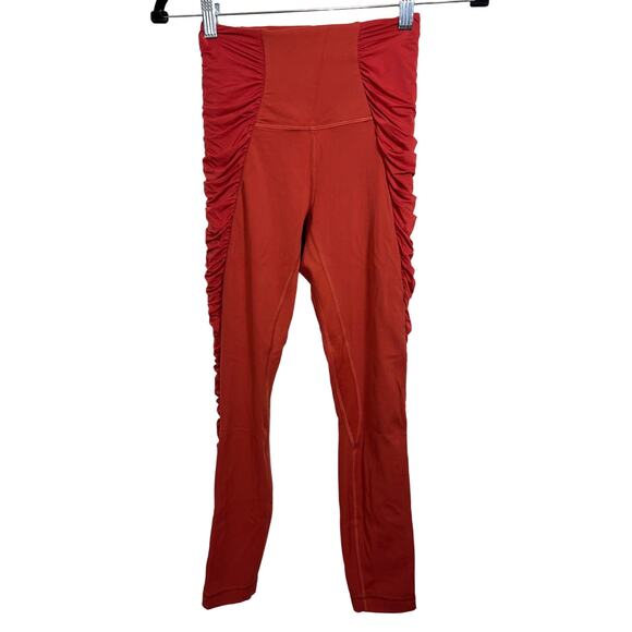 Lululemon Align High Rise Legging Pant Ruched Cayenne Burnt Orange Rust Red - Picture 3 of 8